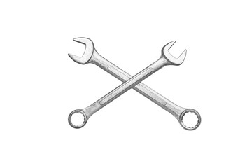 Top view of two silver wrenches isolated on white background with clipping path.