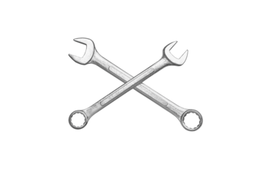 Top view of two silver wrenches isolated on white background with clipping path.
