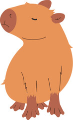 Flat design of cute hurt capybara. Cartoon pattern for design funny greeting cards, invitations, posters. Vector