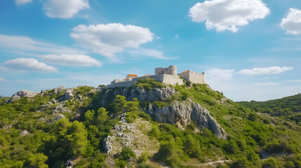 Hilltop Fortress under Sunny Sky