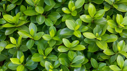 Lush green foliage, dense leaves, garden background, nature texture, ideal for website design