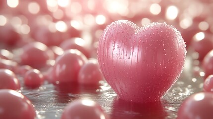 Fototapeta premium Pink Heart Shaped Balloon Among Many Smaller Balloons