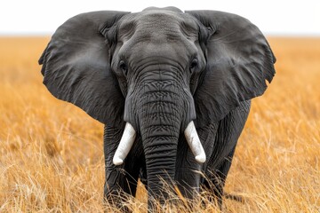 Naklejka premium Majestic elephant roaming the african savannah a symbol of wildlife s beauty and strength