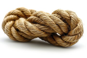Jute rope featuring a knot or loop set against a plain white background for visual impact