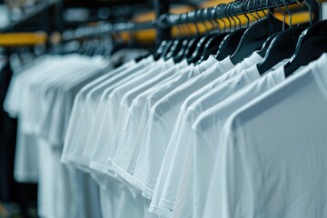 Obraz premium Classic white T-shirt with short sleeves and round neck, perfect for custom branding...