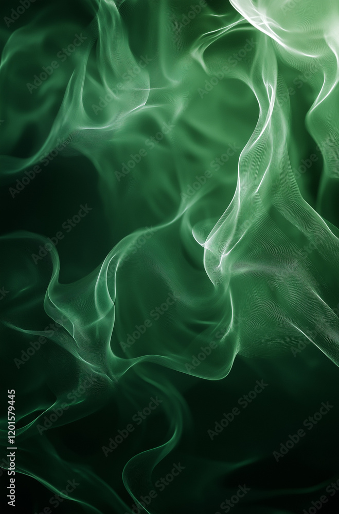 Poster elegant green abstract background with soft blurred shapes and smooth curves, high-resolution digita