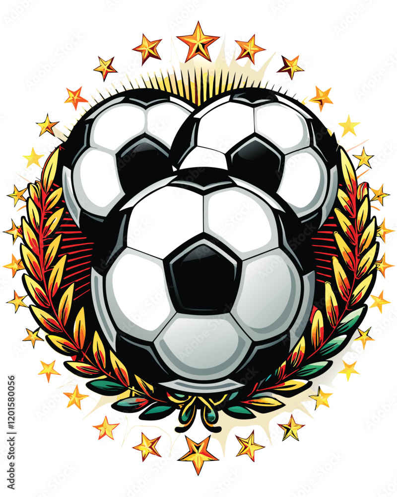 Poster create an intricate vector pattern using a repeating motif of a classic soccer ball.