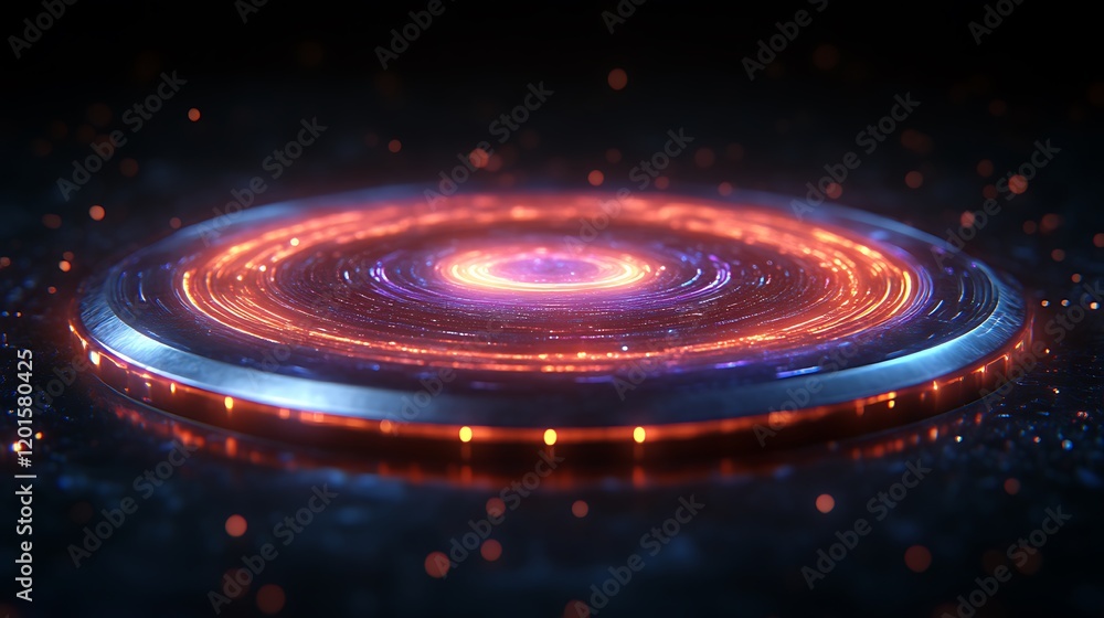 Poster abstract circular light display with glowing energy