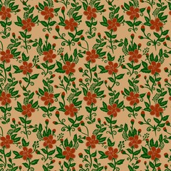 seamless floral pattern with red flowers 