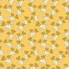 seamless floral pattern with mustard colour theme 