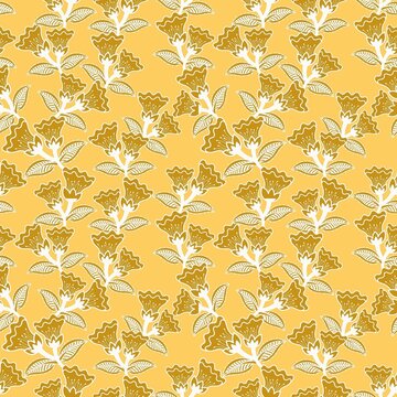 seamless floral pattern with mustard colour theme 