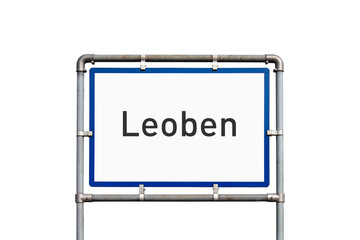 Ortseinfahrt, Schild, Stadtgemeinde Leoben, Österreich