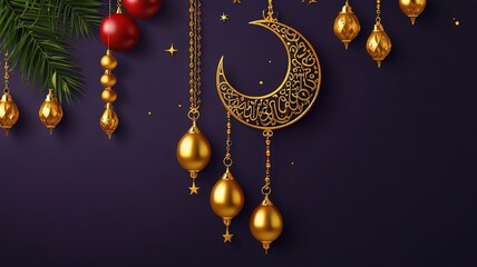 Ramadan golden moon decor for moeslim