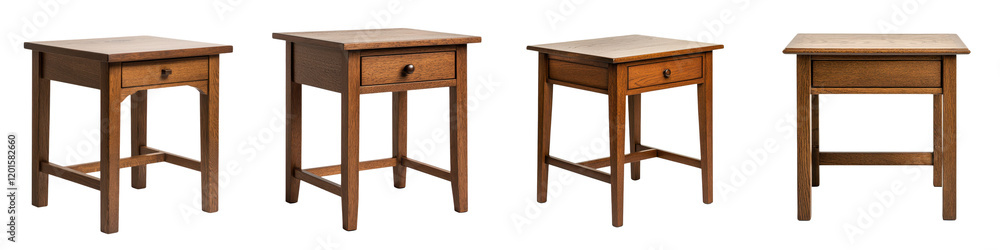 Poster elegant and versatile wooden side tables with single drawers offer functional storage and a timeless