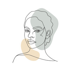 Abstract portrait of a beautiful young woman. Line art. Hand drawn illustration in sketch style.