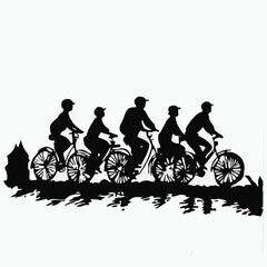 Obraz premium Simple Black Silhouettes of 10 Humans Performing Various Sports on a White Background