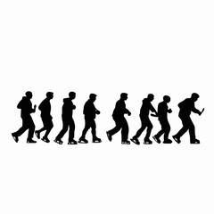 Obraz premium Simple Black Silhouettes of 10 Humans Performing Various Sports on a White Background