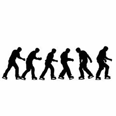 Obraz premium Simple Black Silhouettes of 10 Humans Performing Various Sports on a White Background
