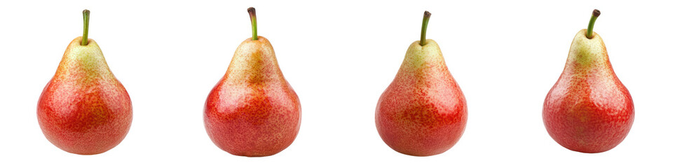Freshly Picked Pears in Vibrant Autumn Hues on White Background  Luscious ripe pears in shades of red and green set against a clean minimalist backdrop