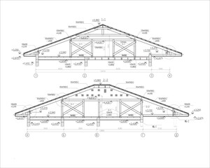 Architectural drawing of a private house roof plan © Lydia Sokor