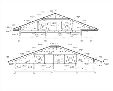 Architectural drawing of a private house roof plan