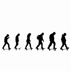 Obraz premium Simple Black Silhouettes of 10 Humans Performing Various Sports on a White Background