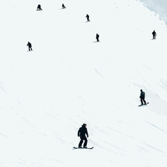 Simple Black Silhouettes of 10 Humans Performing Various Sports on a White Background