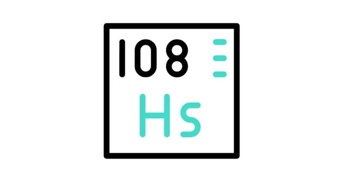 chemical element sign with atomic number Hs 108