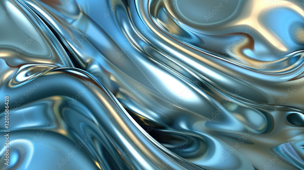 Poster abstract metallic 3d waves minimalistic background with smooth chrome lines modern gray banner with 