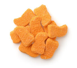Top view of breaded fish nuggets