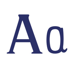 English language uppercase, small letter A, isolated on white background