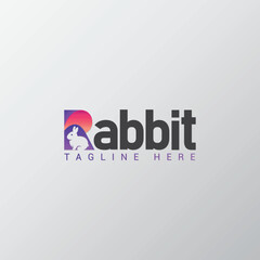 Rabbit gradient colorful logo design vector