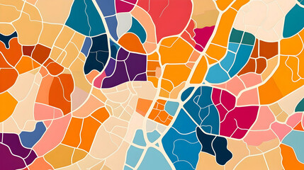 Colorful abstract city map; urban planning design; background for website; presentation