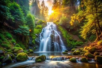 Fototapeta premium Thunderbird Falls Trail: Stunning Bokeh Waterfall Photography