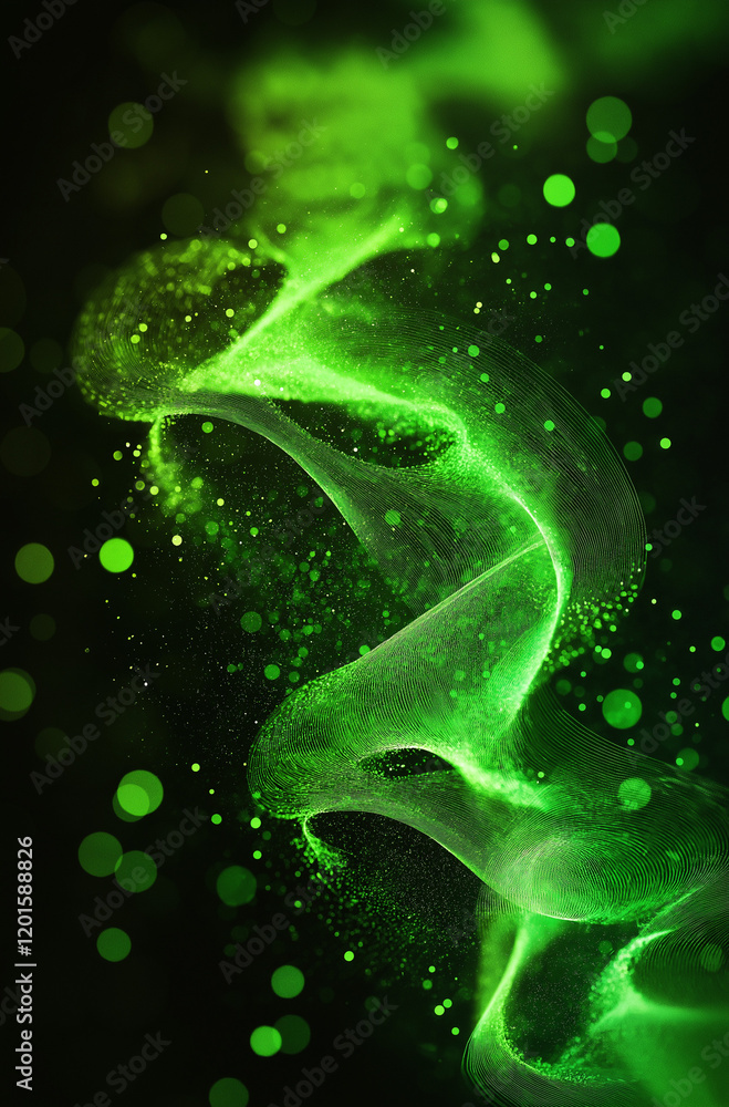 Poster elegant green abstract background with soft blurred shapes and smooth curves, high-resolution digita