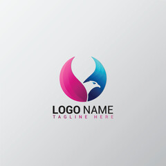 Flying Bird colorful gradient logo design template elements Usable for Branding and Business Logos 