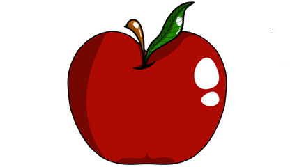 Illustration of a red apple on a transparent background 