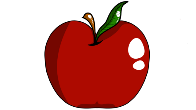 Illustration of a red apple on a transparent background 