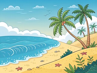 Obraz premium Cartoon landscape background