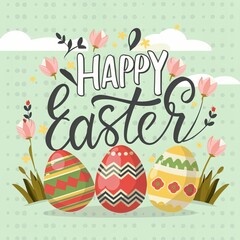 ilustration design clear typographic Happy easter ai generated background