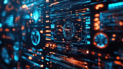 Obraz premium Abstract Digital Interface: Futuristic Technology Background