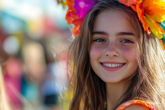 Generative AI Image of kud guy girl old Person Enjoying Carnival Holiday Fair with Vibrant Lights