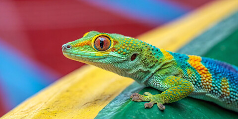 Another Close-Up View of a Cute and Colorful Exotic Lizard in Its Habitat