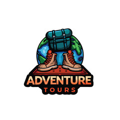 Design a vibrant and energetic logo for an adventure travel company. The logo should incorporate elements that represent travel, exploration, and excitement.