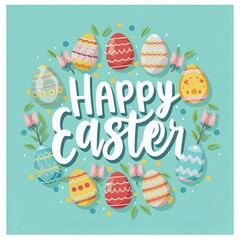 illustration design clear typographic Happy easter ai generated background