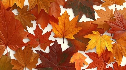 Vibrant Autumn Leaves in Shades of Orange Yellow and Red