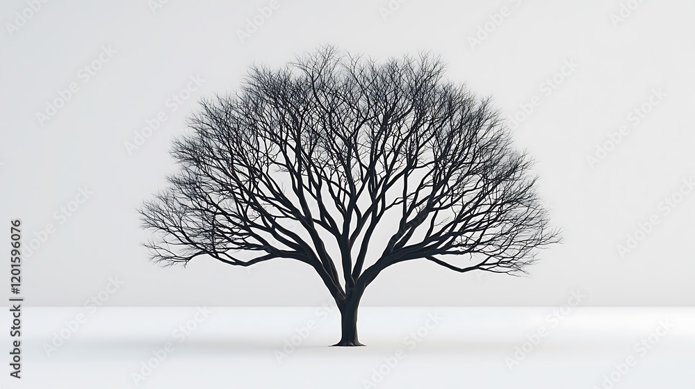 Poster a solitary tree with intricate branches stands against a minimalist background, evoking a sense of t