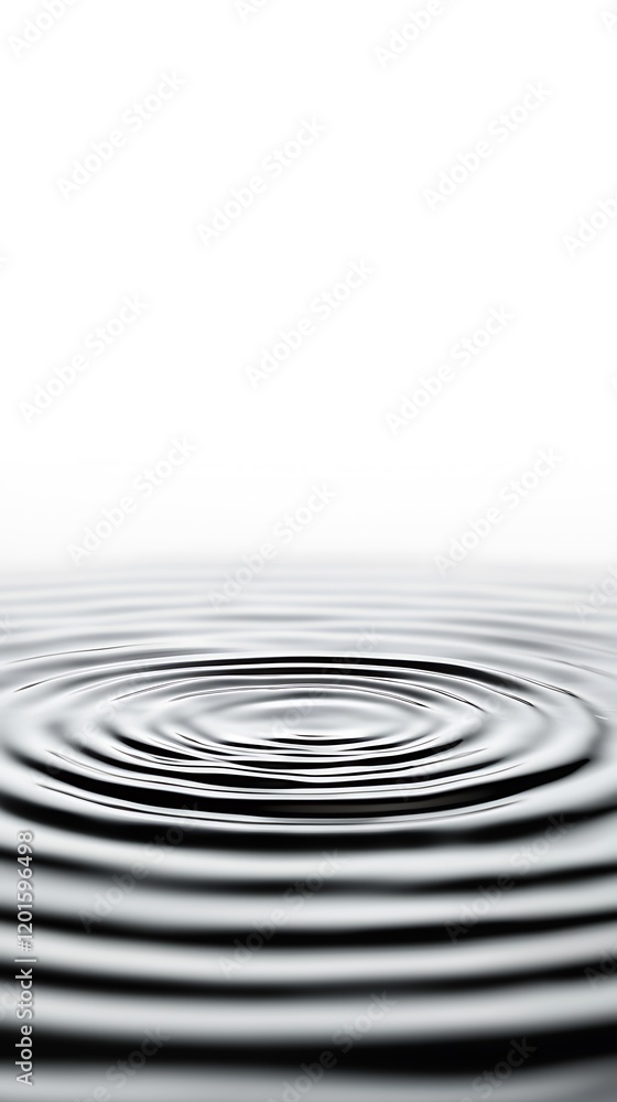 Poster a serene image of water ripples, creating concentric circles on a calm surface, evoking tranquility 