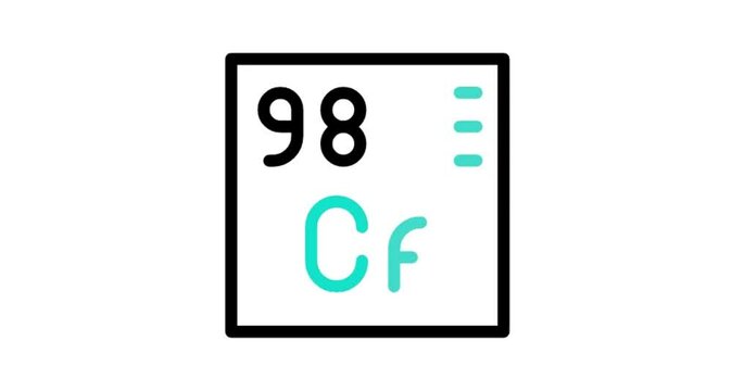 chemical element sign with atomic number Cf 98