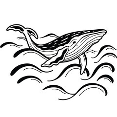 Abstract Whale and Waves
A large whale swimming in ocean waves, created using a flowing, continuous line style
Adobe Illustrator Artwork